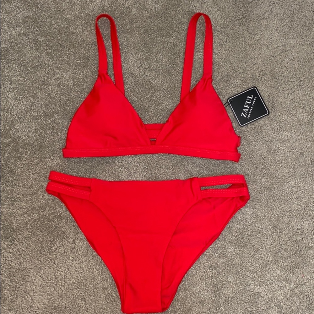Red two piece bikini